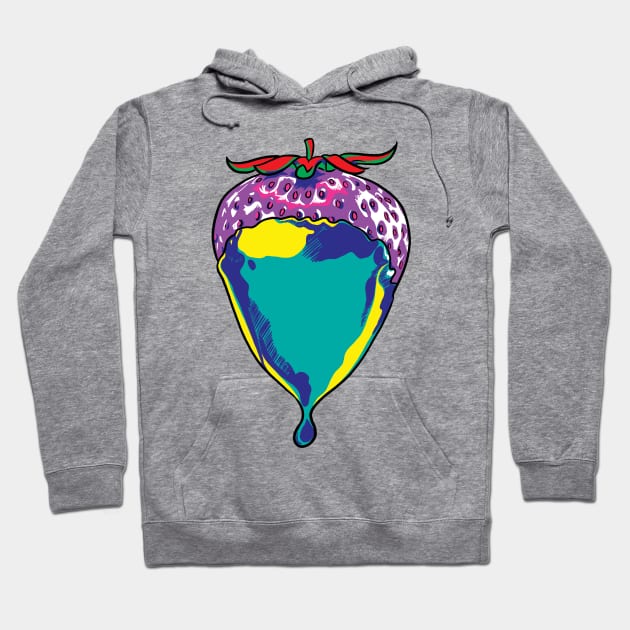 Rainbow Psychedelic Strawberry in Chocolate Hoodie by polliadesign